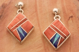 Calvin Begay Genuine Spiny Oyster Shell Sterling Silver Earrings